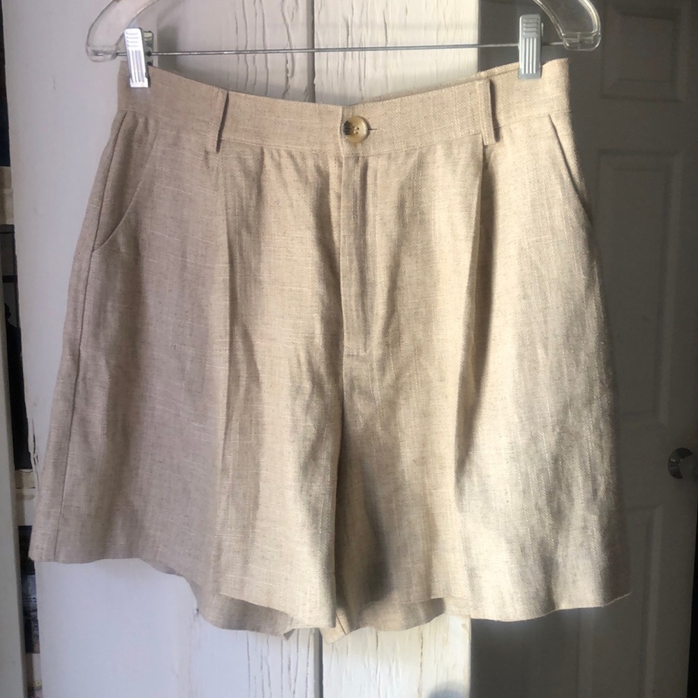 MinkPink linen oatmeal walking shorts